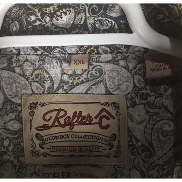 Rafter C Mens Long Sleeve Button Down Paisley Pattern Pearl Snap Shirt size 2XL - Picture 8 of 11